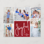 JOYFUL Multi Photo Budget Red Holiday Cards (Voorkant)