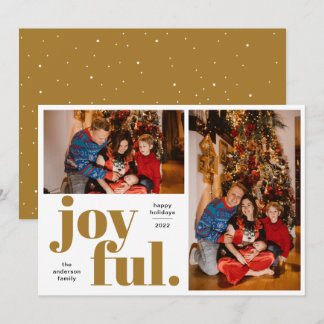 Joyful Multi Photo Gold Holiday Card Feestdagenkaart
