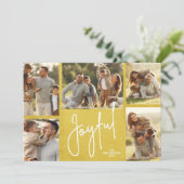 JOYFUL Multi-Photo Gold-kerstfeestkaart Feestdagenkaart (Staand voorkant)