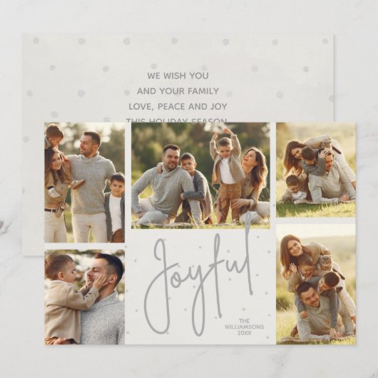 JOYFUL Multi-Photo Kerstmis Feestdagenkaart (Voorkant / Achterkant)