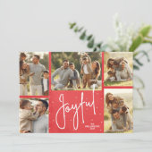 JOYFUL Multi-Photo Red Kerstmis Feestdagenkaart (Staand voorkant)