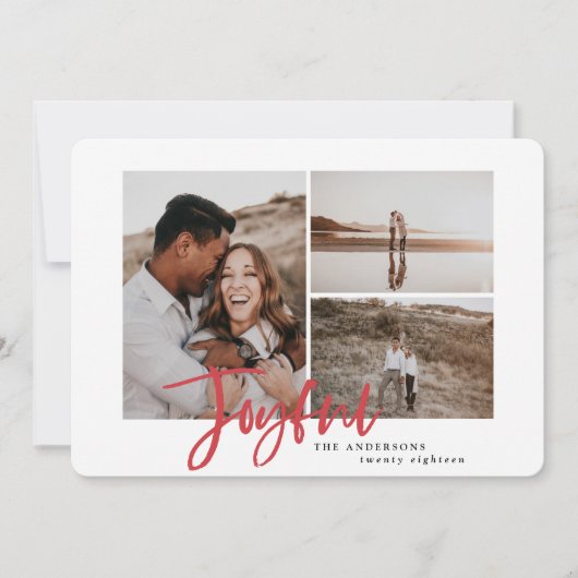 Joyful multi-photokerstkaart feestdagenkaart (Voorkant)