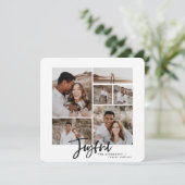 Joyful multi-photokerstkaart feestdagenkaart (Staand voorkant)