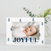 Joyful Navy Trees 2 Foto Feestdagenkaart (Staand voorkant)