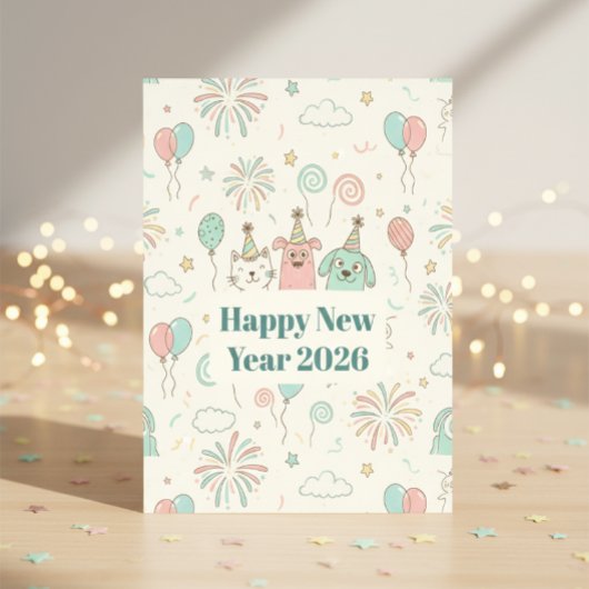 Joyful New Year’s Eve Party 2026 Greeting  Briefkaart