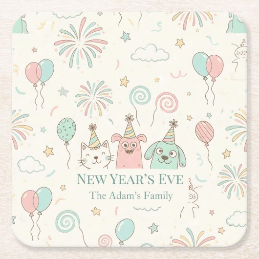 Joyful New Year’s Eve Party 2026  Kartonnen Onderzetters (Voorkant)