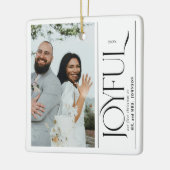 Joyful Newlywed Photo First Christmas Married Keramisch Ornament (Links)