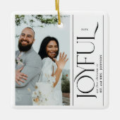 Joyful Newlywed Photo First Christmas Married Keramisch Ornament (Voorkant)