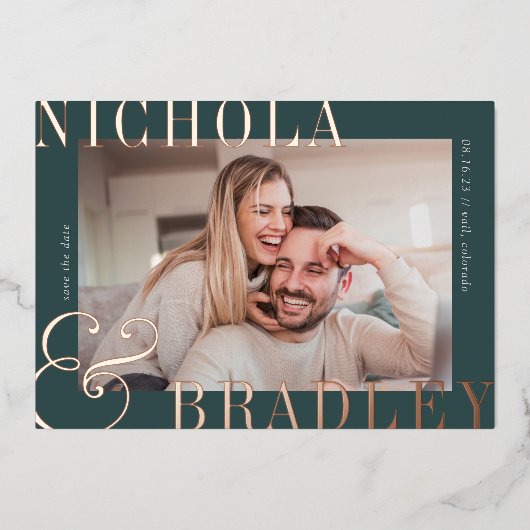 Joyful News | De foto bewaart de Datum Folie Uitnodiging (Voorkant)