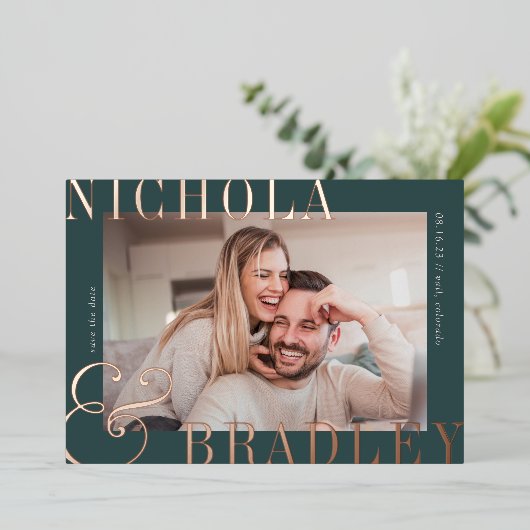 Joyful News | De foto bewaart de Datum Folie Uitnodiging (Staand Voorkant)