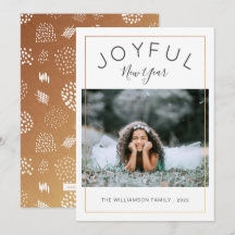 Joyful nieuwjaarsfotokaart | Goud