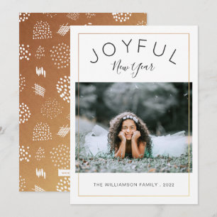 Joyful nieuwjaarsfotokaart   Goud Feestdagenkaart