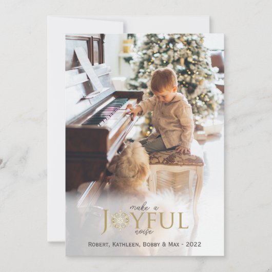 Joyful Noise Gold Snowflake kerstfoto Feestdagenkaart (Voorkant)