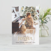 Joyful Noise Gold Snowflake kerstfoto Feestdagenkaart (Staand voorkant)