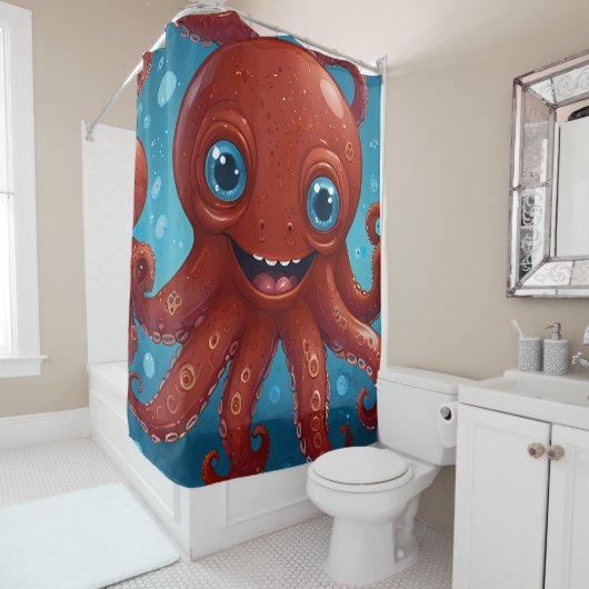 Joyful Octopus: grillige douche Delight badkamer Douchegordijn (In situ)