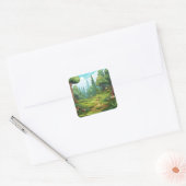 Joyful Oerwoud Cartoon Fantasy Vierkante Sticker (Envelop)