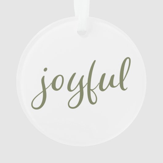 Joyful Olive Green Script-kerstfeestdag Ornament (achterkant)