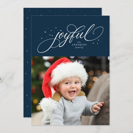 Joyful one photomarvy Kerstmis Feestdagenkaart (Voorkant / Achterkant)