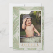 Joyful op Green Leaves kerstfoto Feestdagenkaart (Voorkant)