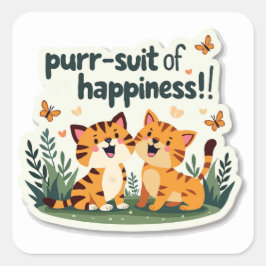 Joyful Outdoor Adventure: 'Spint-pak van Happiness Vierkante Sticker