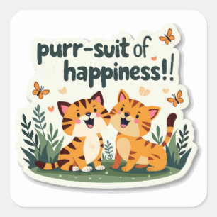 Joyful Outdoor Adventure: 'Spint-pak van Happiness Vierkante Sticker