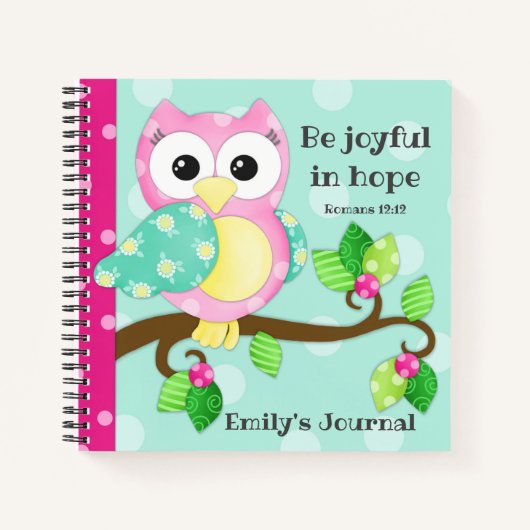 Joyful Owl Custom Scripting/Prayer Journal Notitieboek (Voorkant)