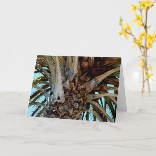 "Joyful Palm" Sluiten, top van boom met blauwe luc Kaart (Gele Bloem)