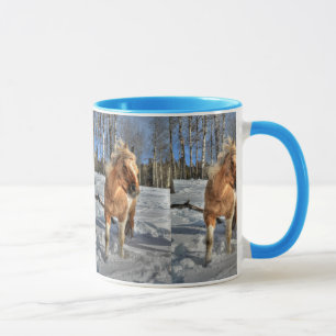 Joyful Palomino Pinto Horse and Snow Mok
