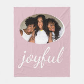 Joyful Pastel Pink Script Kerstfeestdag Foto Fleece Deken (Voorkant)