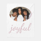 Joyful Pastel Pink Script Kerstfeestdag Foto Fleece Deken (Voorkant)