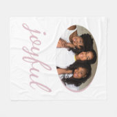 Joyful Pastel Pink Script Kerstfeestdag Foto Fleece Deken (Voorkant (Horizontaal))