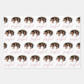 Joyful Pastel Pink Script Kerstfeestdag Foto Inpakpapier Vel (Voorkant 3)