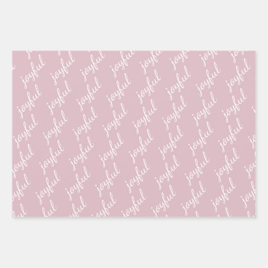 Joyful Pastel Pink Script Kerstfeestdag Foto Inpakpapier Vel (Voorkant 2)