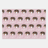 Joyful Pastel Pink Script Kerstfeestdag Foto Inpakpapier Vel (Voorkant)