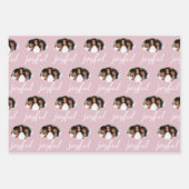 Joyful Pastel Pink Script Kerstfeestdag Foto Inpakpapier Vel (Voorkant)