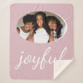 Joyful Pastel Pink Script Kerstfeestdag Foto Sherpa Deken (Voorkant)