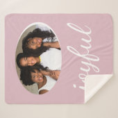 Joyful Pastel Pink Script Kerstfeestdag Foto Sherpa Deken (Voorkant (horizontaal))