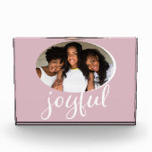 Joyful Pastel Pink Script-kerstfeestdag Fotoblokken (Voorkant)