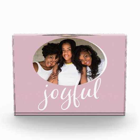 Joyful Pastel Pink Script-kerstfeestdag Fotoblokken (Voorkant)
