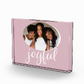 Joyful Pastel Pink Script-kerstfeestdag Fotoblokken (Rechts)