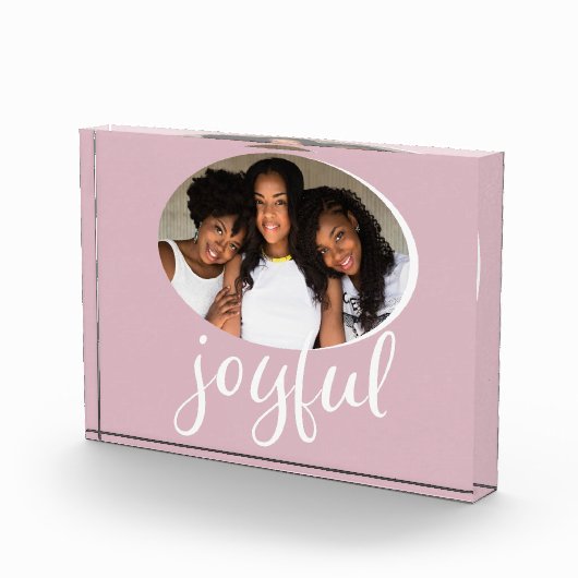 Joyful Pastel Pink Script-kerstfeestdag Fotoblokken (Rechts)