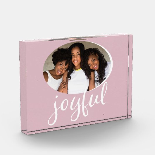 Joyful Pastel Pink Script-kerstfeestdag Fotoblokken (Links)