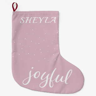 Joyful Pastel Pink Script-kerstfeestdag Grote Kerstsok