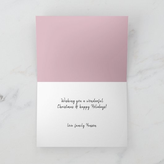 Joyful Pastel Pink Script Kerstfeestdag Kaart (Binnen)