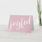 Joyful Pastel Pink Script Kerstfeestdag Kaart (Voorkant)
