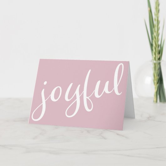 Joyful Pastel Pink Script Kerstfeestdag Kaart (Voorkant)