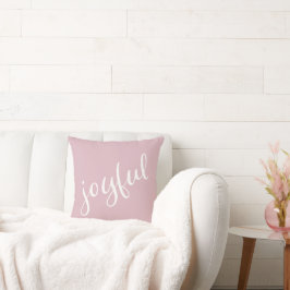 Joyful Pastel Pink Script-kerstfeestdag Kussen
