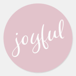 Joyful Pastel Pink Script-kerstfeestdag Ronde Sticker
