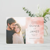 Joyful Peach Watercolor Photo Save The Date (Staand voorkant)