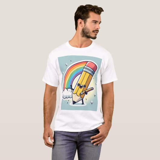 Joyful Pencil Rainbow T-shirt (Voorkant volledig)